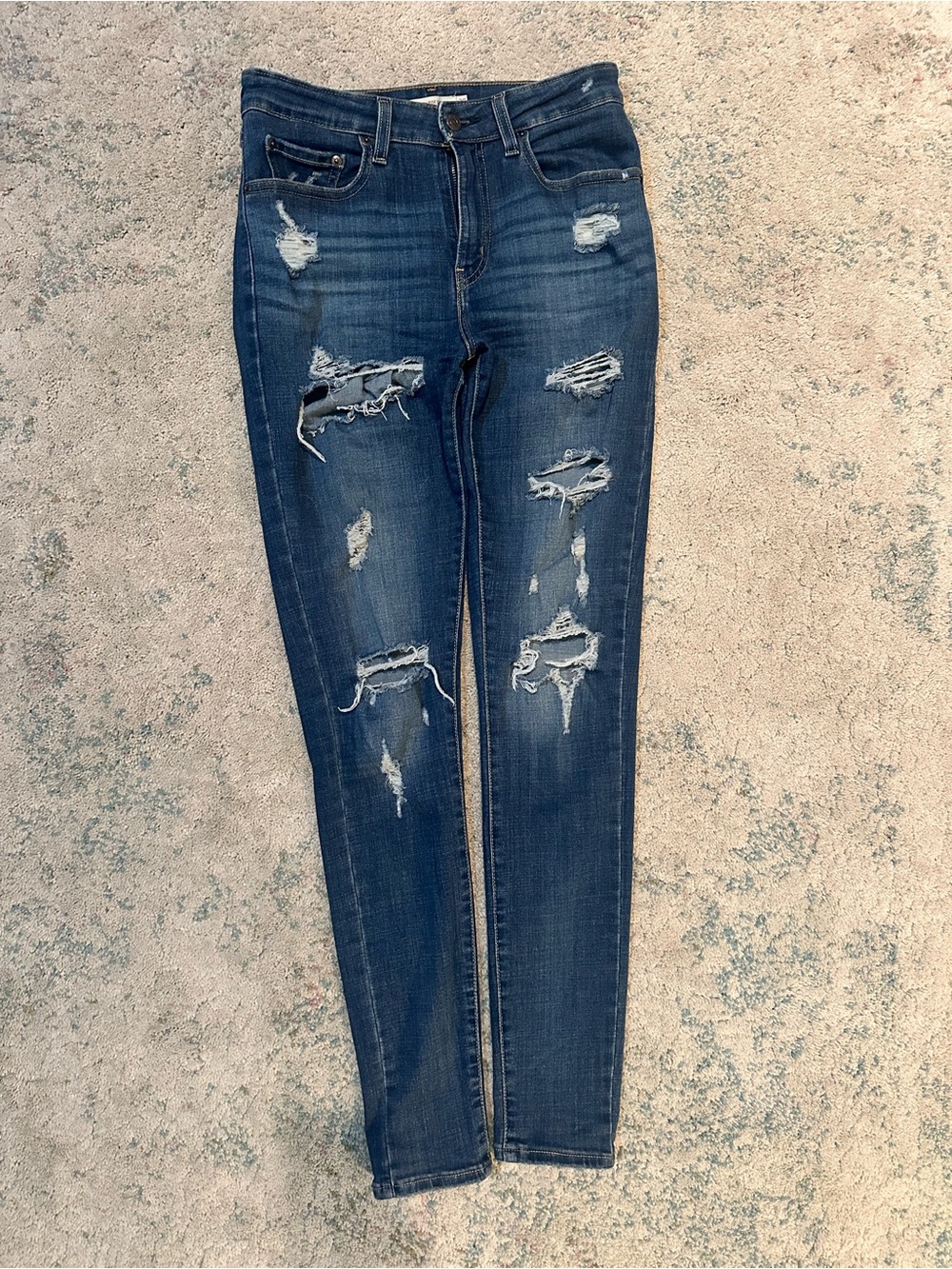 Levi’s Women's Distressed Skinny Jeans - Dark Blue